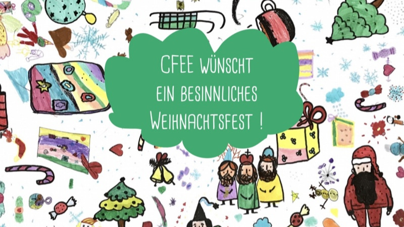 Weihnachtskarte: "Die CFEE wünscht frohe Weihnachten"